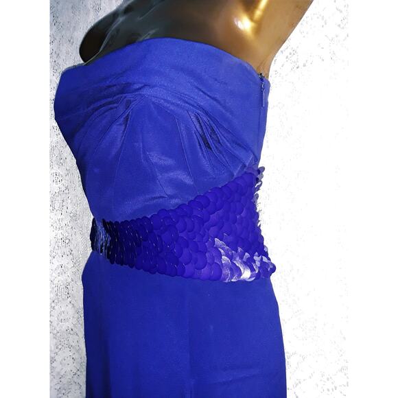Versace Sz 42 IT Royal Blue Strapless Sequin Embellished Cocktail Dress - Picture 2 of 12